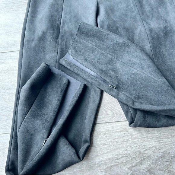 Zara Black Faux Suede Leather  Zip Ankle Pants - Picture 4 of 12